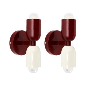 Conjunto de 2 candeeiros de parede topi metal vermelho