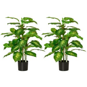 Conjunto de 2 plantas artificiai 17x17x95 cm peva, pe, cimento color verde