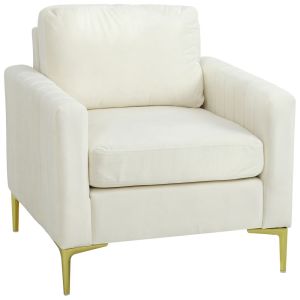 Poltrona de sala 81x77x81 cm veludo color beige Homcom, casa - poltronas