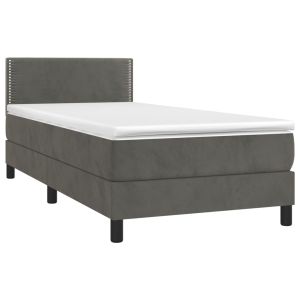 vidaXL cama box spring con colchón terciopelo gris oscuro 100x200 cm