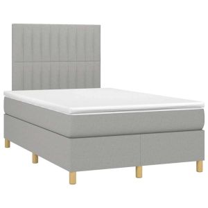 vidaXL cama box spring con colchón tela gris claro 120x190 cm