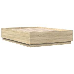 vidaXL estructura cama con luces LED madera roble sonoma 150x200 cm