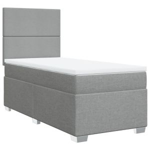 vidaXL cama box spring con colchón tela gris claro 90x190 cm