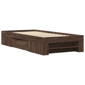 vidaXL estructura de cama sin colchón madera marrón roble 75x190 cm
