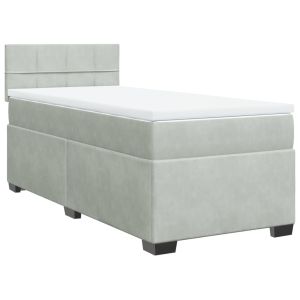 vidaXL cama box spring con colchón terciopelo gris claro 100x200 cm