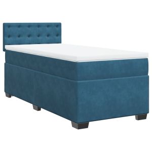 vidaXL cama box spring con colchón terciopelo azul 90x190 cm