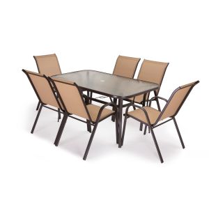 Mesa em vidro temperado hc + 6 cadeiras. Móveis de jardim e terraço,