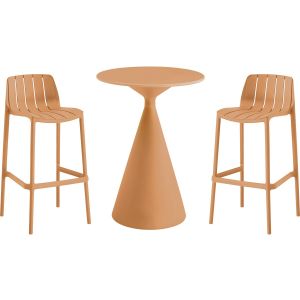 Mesa e cadeiras altas de bistrô empilháveis <<vaena>> - 2 lugares - laranja