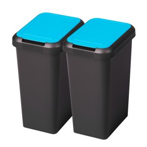 Wellhome conjunto de 2 latas de lixo azul safira 9l - "touch & lift"
