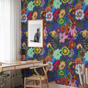 Papel de parede fantasia floral