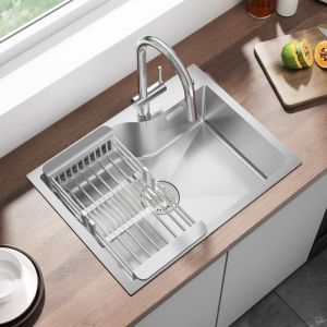 Pia de cozinha - anycee max - 1 cuba inox 60x45cm - cesto escorredor ajustá