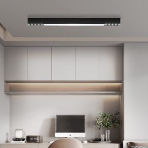Nettlife preto LED luz de teto 25w longa e moderna lâmpada regulável  com