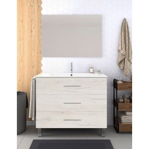 Móvel de banho ribera com lavatório y espelho nordic branco 100x40cm