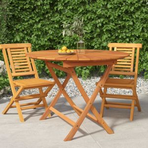 Mesa de jardim dobrável ø 85x75 cm madeira de teca maciça