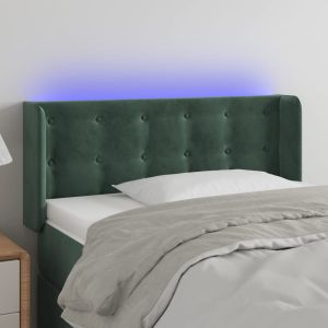 Cabeceira cama c/ luzes LED veludo 93x16x78/88 cm verde-escuro ptob7618