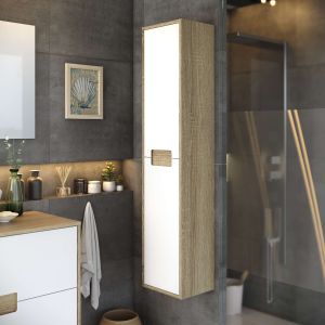 Coluna da casa de banho tias 2 portas 140x30x27 cm carvalho e branco t-bath