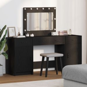 Conjunto de maquiagem de 3 pçs com LED preto em madeira sintética wf589490