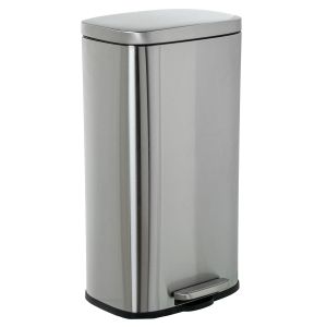 Lixeira de aço inoxidável de 30 litros com pedal, acabamento fosco.