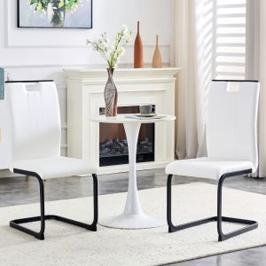 Conjunto 2 cadeiras jantar pu branco ergonómicas com pés antiderrapantes