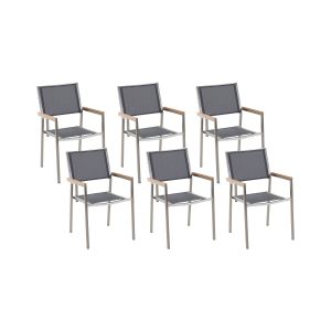 Conjunto de 6 cadeiras de jardim grosseto aço inoxidável cinzento