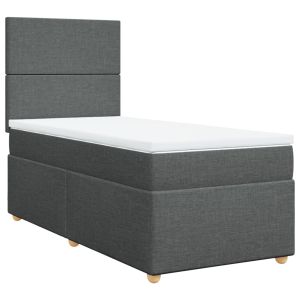 vidaXL cama box spring con colchón tela gris oscuro 90x200 cm