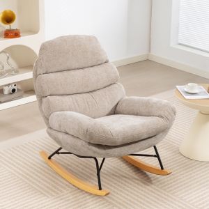 Poltrona de balanço em poliéster creme branco com base em aço
