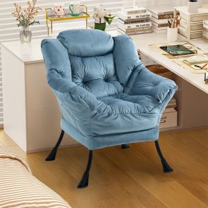 Poltrona relax em metal azul claro com bolso lateral