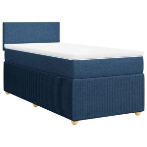 vidaXL cama box spring con colchón tela azul 90x190 cm