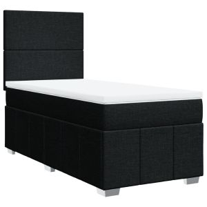 vidaXL cama box spring con colchón tela negro 90x200 cm
