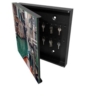 Armário de chaves decorativa 30x30x5 veneza romântica, abertura à esquerda