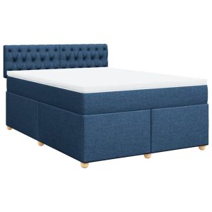vidaXL cama box spring con colchón tela azul 140x200 cm