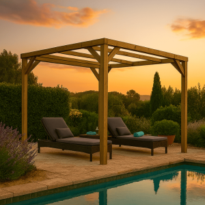 Pergola madeira de madeira autoportante kora vidahuerto 300x240x240 cm.