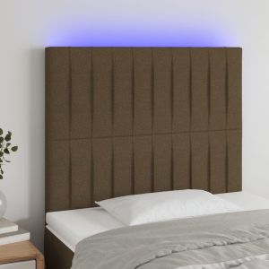 Cabeceira de cama c/ luzes LED tecido 90x5x118/128 cm castanho ptob8671