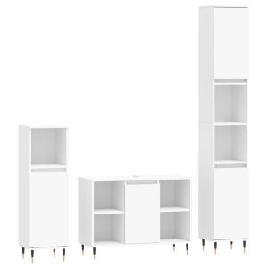 3 pcs conjunto móveis casa de banho derivados de madeira branco