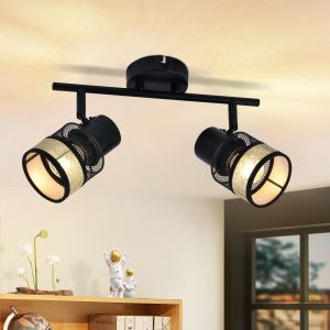 Nettlife plafon 2 focos máx. Corredor vintage preto 25w metal E27 330° com