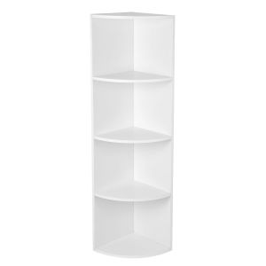 Estante de canto valora, branca, com design moderno para sala de estar.