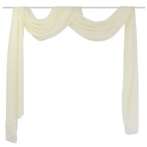Cortina comprida em voile transparente 140 x 600 cm creme