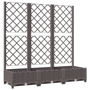 vidaXL jardinera de jardín con enrejado marrón 120x40x121,5 cm pp