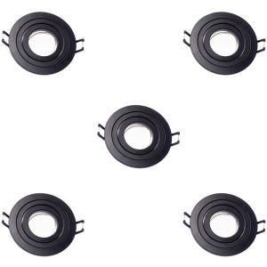 Pack 5 foco embutido ajustável classic redondo preto wonderlamp 1xgu10