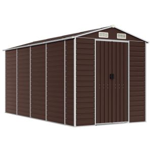 Abrigo de jardim 191x385x198 cm aço galvanizado castanho
