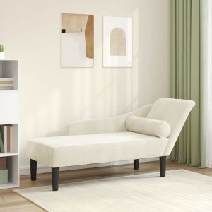 Chaise lounge com almofadões veludo creme wf951032