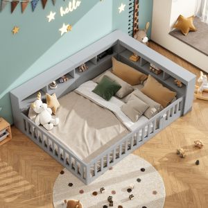 Cama sofá 140x190cm com arrumação e tomada painel cinzento
