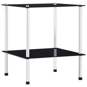 vidaXL estantería de 2 niveles vidrio templado negro 40x40x47cm