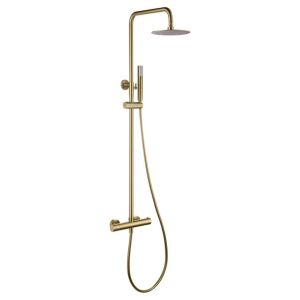 Coluna de duche extensível, chuveiro termostático extraplano dourado