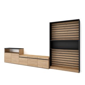 Conjunto de móveis tv, 360x35x186cm, carvalho e preto rf3162