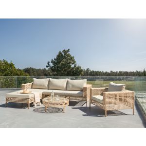 Conjunto lounge ratan sintético creme calasetta