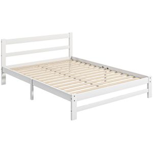 Estrutura de cama de casal 195x141x80 cm madeira de pinho color blanco
