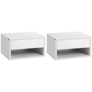 Conjunto 2 mesas de cabeceira 37x32x21 cm color blanco Homcom