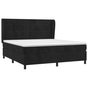 vidaXL cama box spring con colchón terciopelo negro 180x200 cm