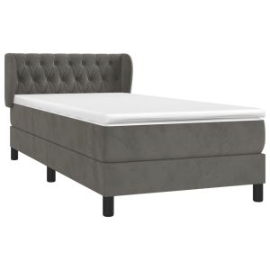 vidaXL cama box spring con colchón terciopelo gris oscuro 100x200 cm